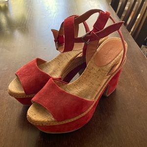 Anthropologie Liefnotes Suede Cork Platform Heels